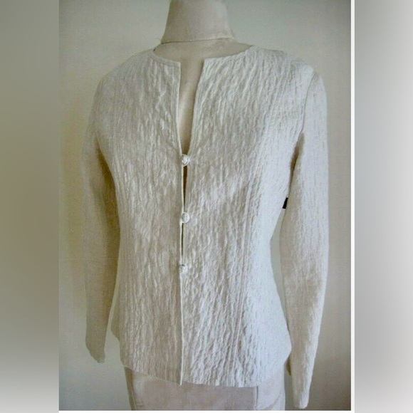 Eileen Fisher Jackets & Blazers - Eileen Fisher cotton linen blend textured light jacket in oatmeal Large EUC